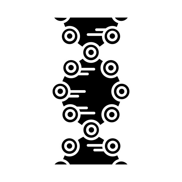 DNA链字形图标。连接圆圈、线条。脱氧核糖核酸，核酸螺旋。染色体。分子生物学。遗传密码。轮廓的象征。负空间。向量孤立的插图图片下载