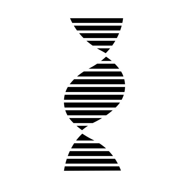 右旋DNA螺旋字形图标。B-DNA。脱氧核糖核酸。染色体。分子生物学。遗传密码。遗传学。轮廓的象征。负空间。向量孤立的插图图片下载