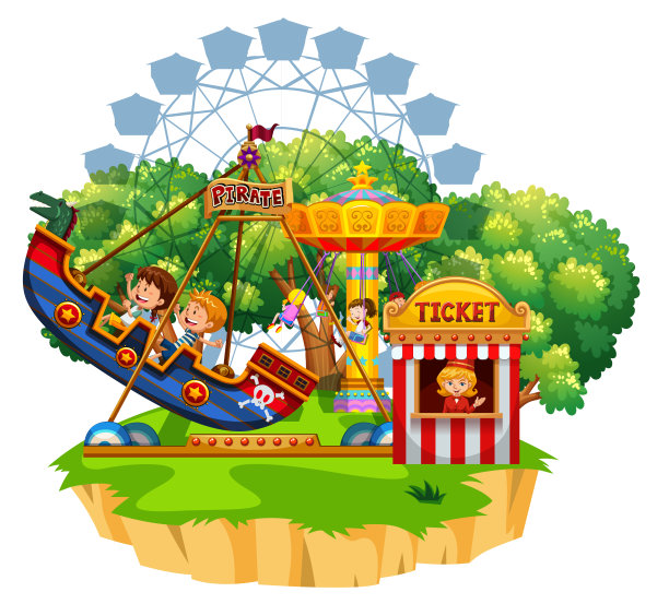 岛上有许多孩子在玩马戏图片下载