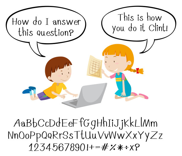 在白色背景上的人们在行动的英语短语图片下载