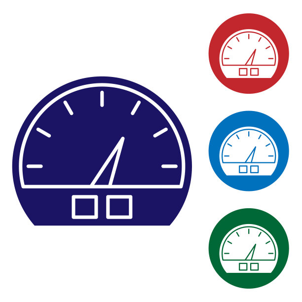 蓝色速度计图标孤立在白色背景上图片下载