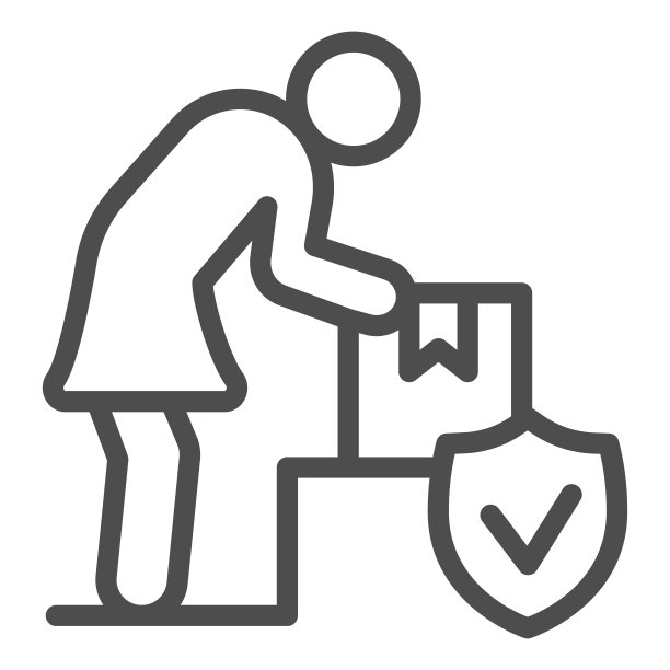 女人收硬纸板包裹线图标，物流和快递符号，女性客户用盒子矢量标志白色背景，快速送货上门图标的轮廓。矢量图形。图片下载