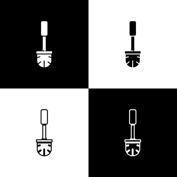 设置厕所刷图标隔离在黑白背景。矢量图图片下载