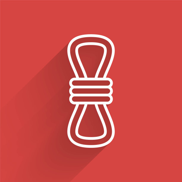 白色线攀登者绳索图标孤立与长影子。极限运动。运动设备。矢量图图片下载