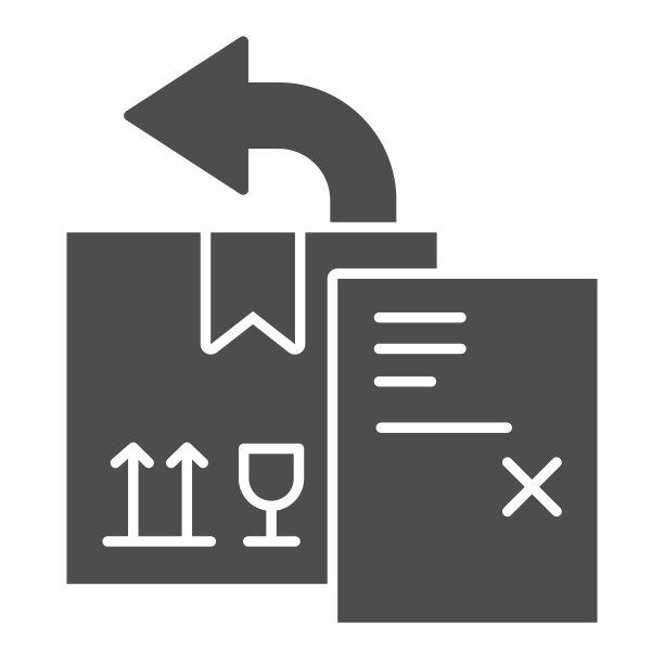 退货快递箱与报告文件固体图标，交货和物流符号，装运箱与拒绝形式矢量标志在白色背景，退货包裹图标字形。向量。图片下载