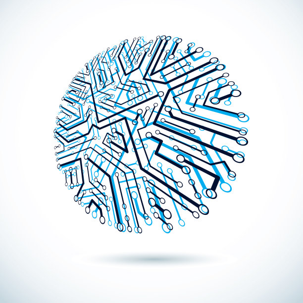 带电子元件的矢量圆电路板技术装置。计算机主板的控制抽象。图片下载