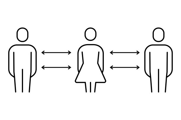 为了防止新型冠状病毒扩散，保持人与人之间的社交距离，一个简单的图标标志图片下载