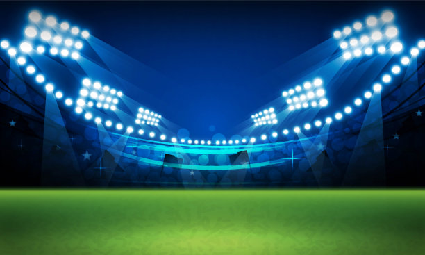 足球场与明亮体育场灯光矢量设计图片下载