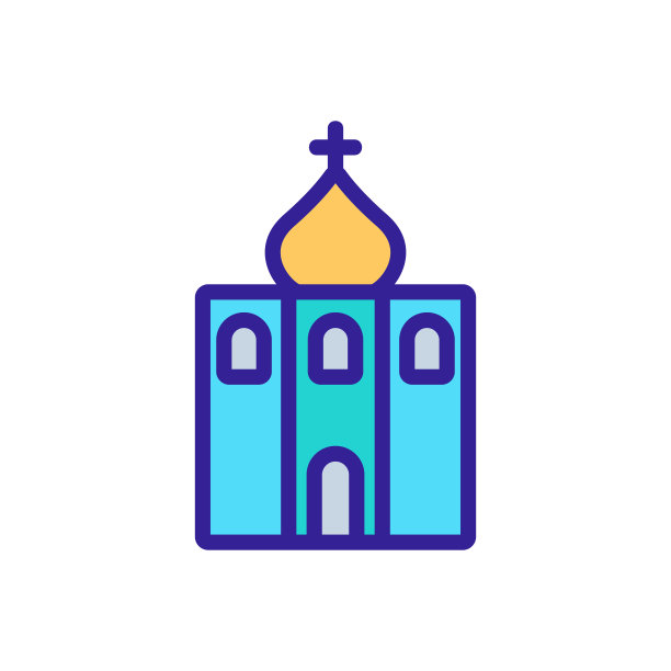基督教寺庙图标矢量轮廓插图图片下载