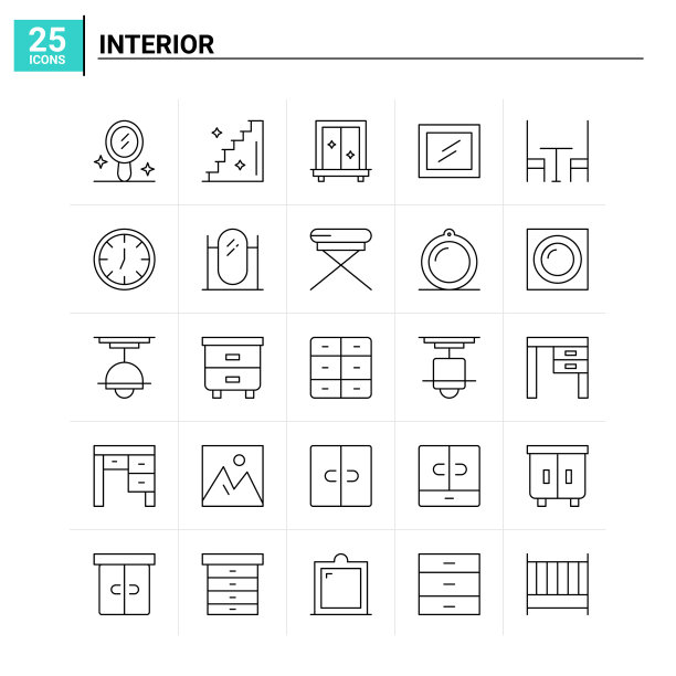 25个室内图标设置背景图片下载