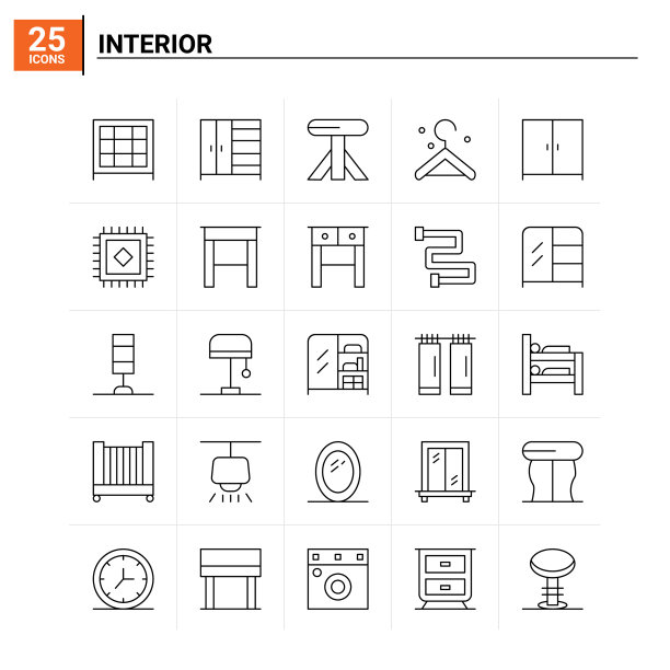 25个室内图标设置背景图片下载