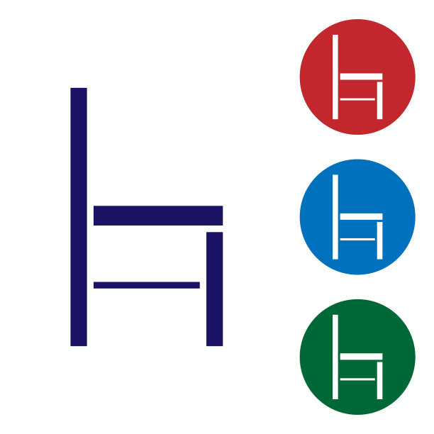 蓝色椅子图标孤立在白色背景设置图片下载