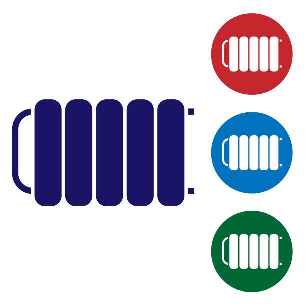蓝色散热器图标隔离在白色上图片下载