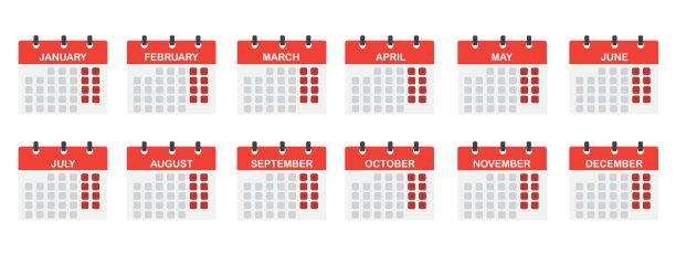 月历，日历设置为约会，会议，假期计划。图片下载