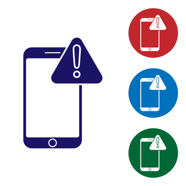 带有感叹号图标的蓝色手机图片下载