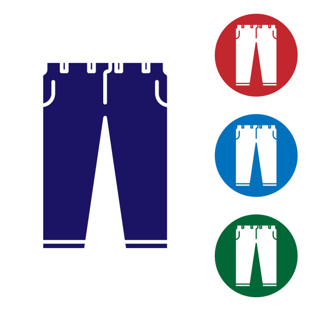 蓝色裤子图标隔离在白色背景设置图片下载