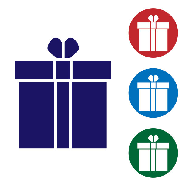 蓝色礼盒和心形图标孤立在白色图片下载