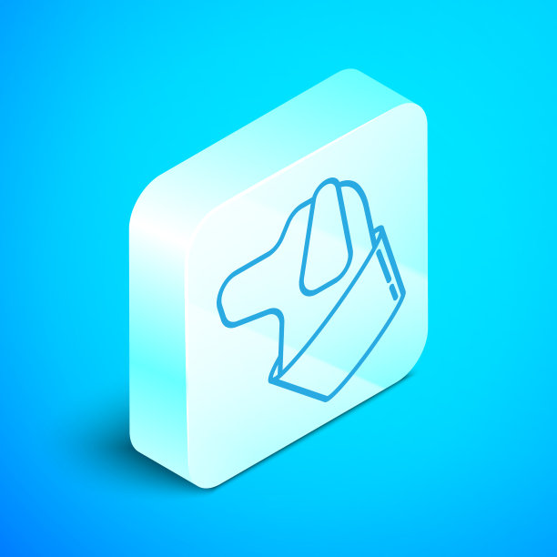 等距线狗图标孤立在蓝色图片下载