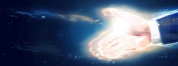 手的特写带有光的效果图片下载