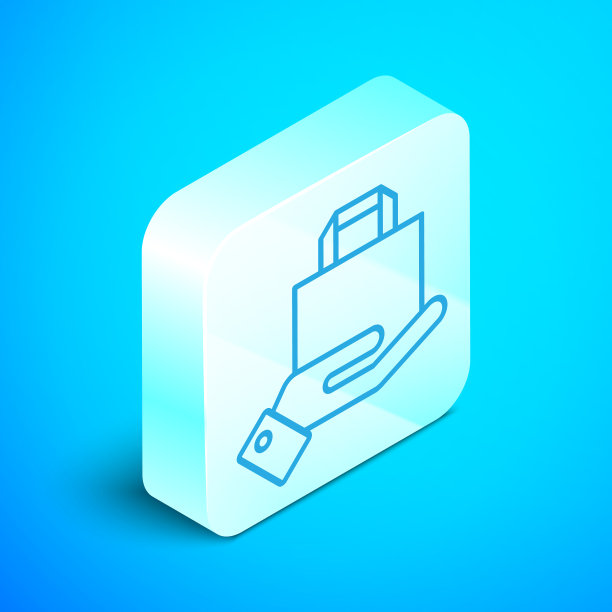 等距线手和纸袋的图标图片下载