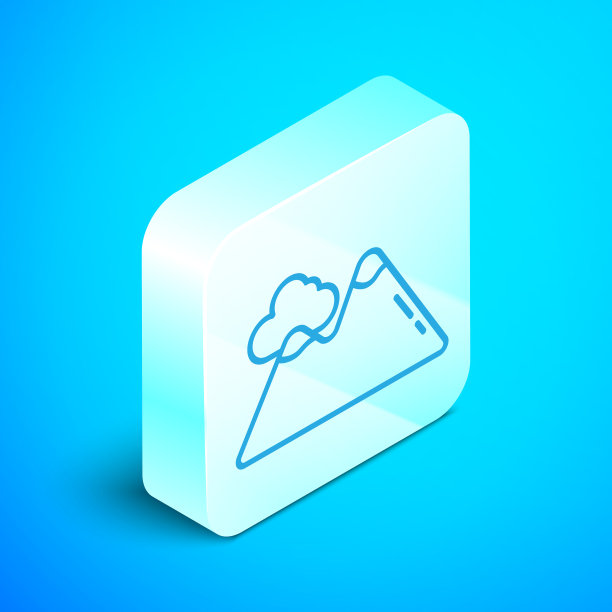 等距线山图标孤立在蓝色图片下载