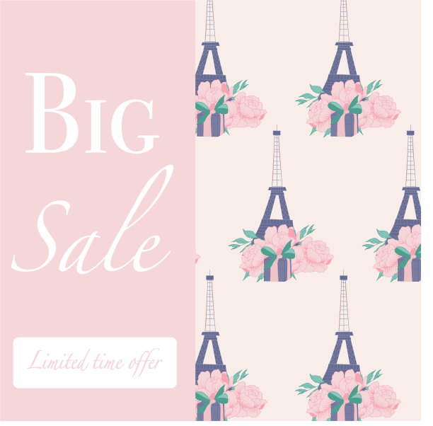 带有埃菲尔铁塔图案的广告横幅图片下载