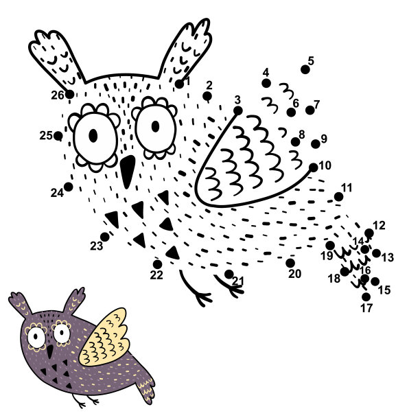 小孩子的小游戏与可爱的飞行猫头鹰图片下载