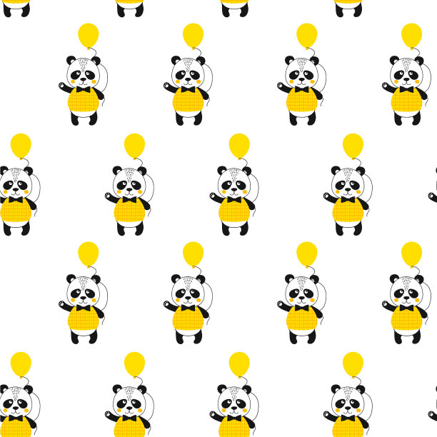 无缝图案与可爱的熊猫图片下载