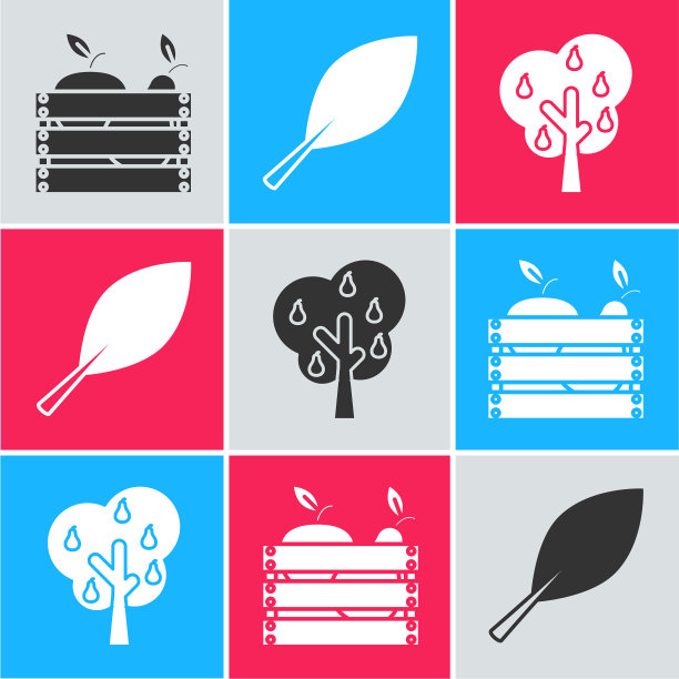 设置水果和蔬菜叶木箱图片下载