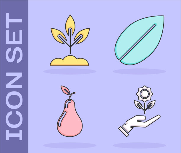 设手捧花植物梨和叶的图标图片下载