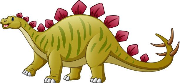 一只孤立在白色背景上的剑龙卡通图片下载