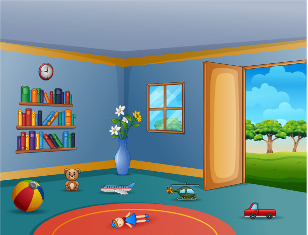 用凌乱的儿童玩具清空客厅图片下载