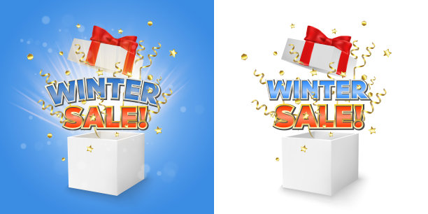 冬季销售礼盒概念横幅图片下载