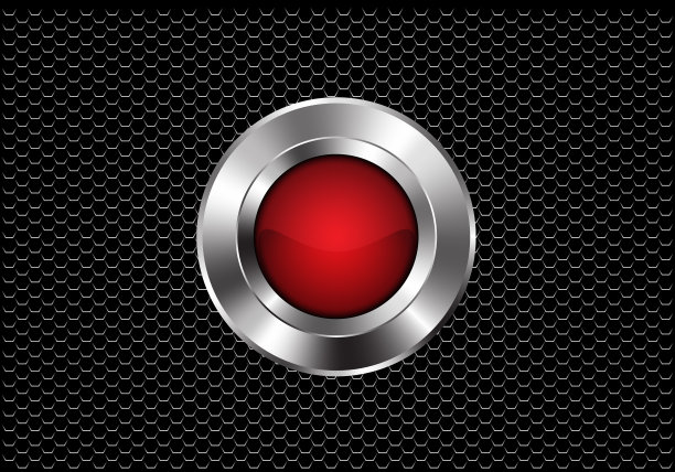 红色银色按钮圆功率黑色金属六角形图片下载