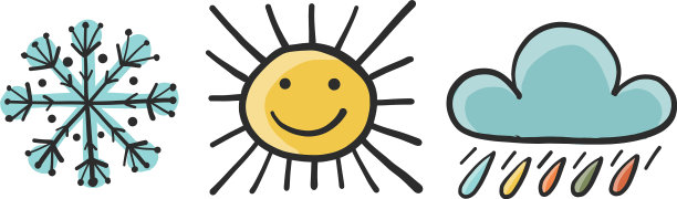 天气图标设置雪，太阳和雨草图图片下载