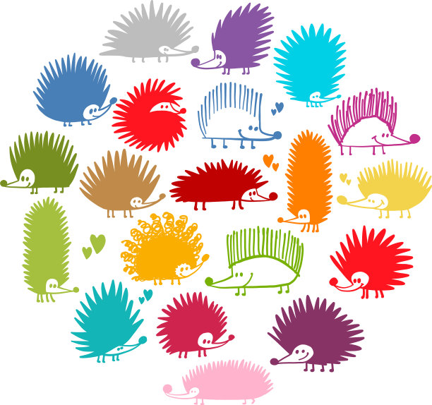 滑稽的刺猬家族黑色剪影给你图片下载