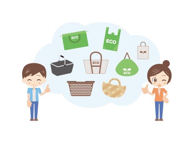 思考塑料袋付费的男女插画图片下载