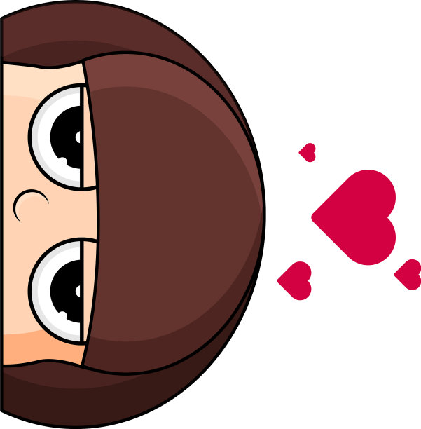 头上有可爱的小女孩，头上有心形的自鸣得意图片下载