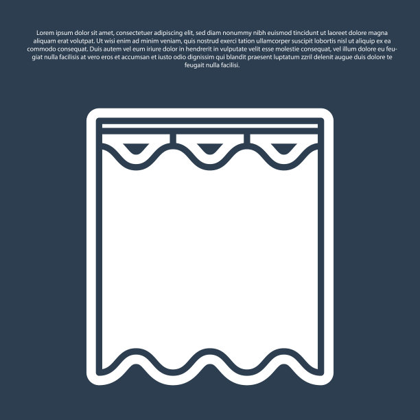 蓝线窗帘图标隔离在蓝色图片下载