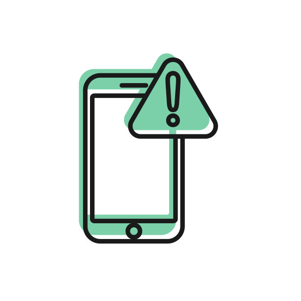 带有感叹号图标的手机黑线图片下载