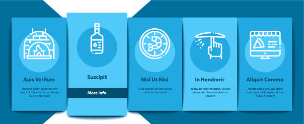 披萨美味的食物登上元素图标集图片下载