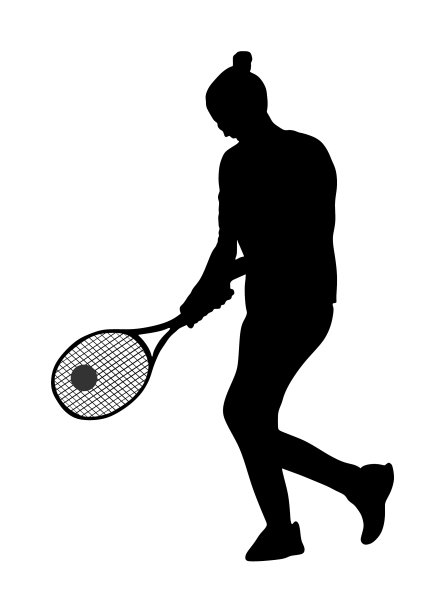 女子网球运动员的剪影孤立在白色上图片下载