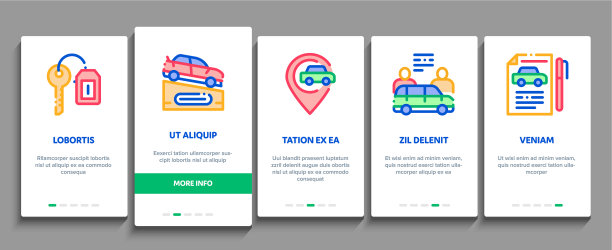 汽车经销店上车元素图标集图片下载