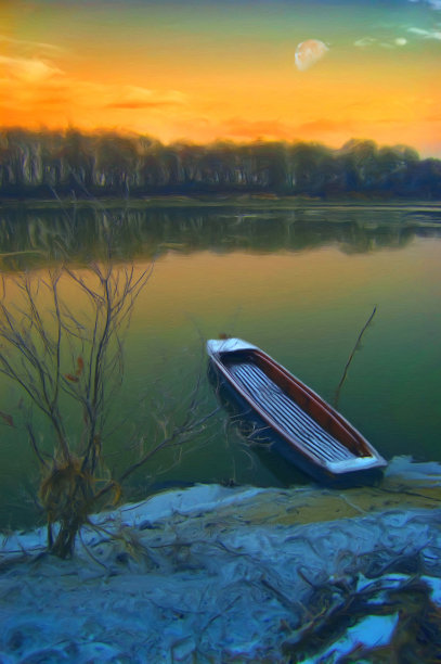 石油山水画图片下载