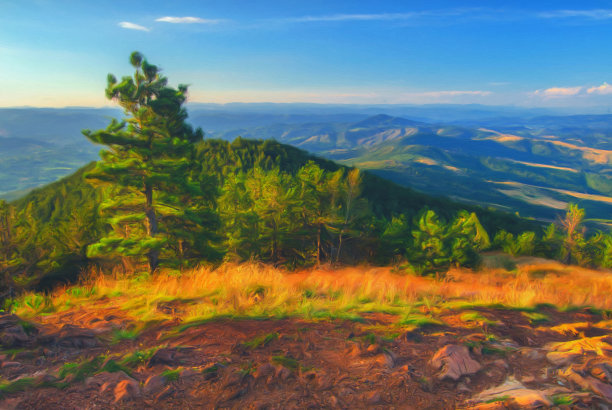 石油山水画图片下载