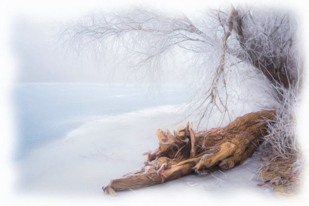 石油山水画图片下载