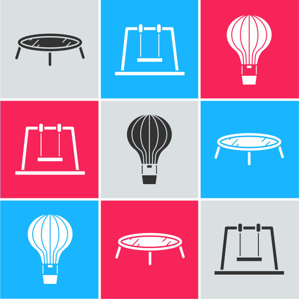 设置蹦床秋千和热气球图片下载