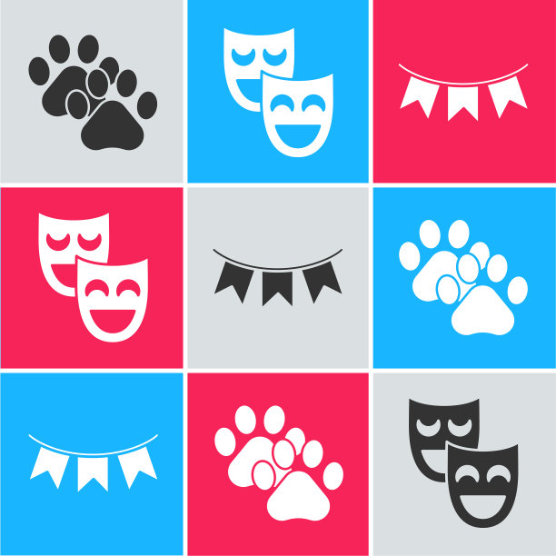 设置爪印喜剧戏剧面具和图片下载