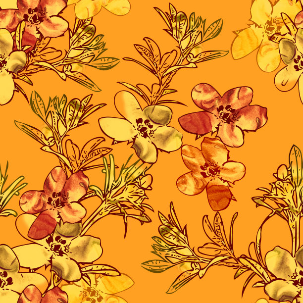 田花模板，无缝图案。素材图片