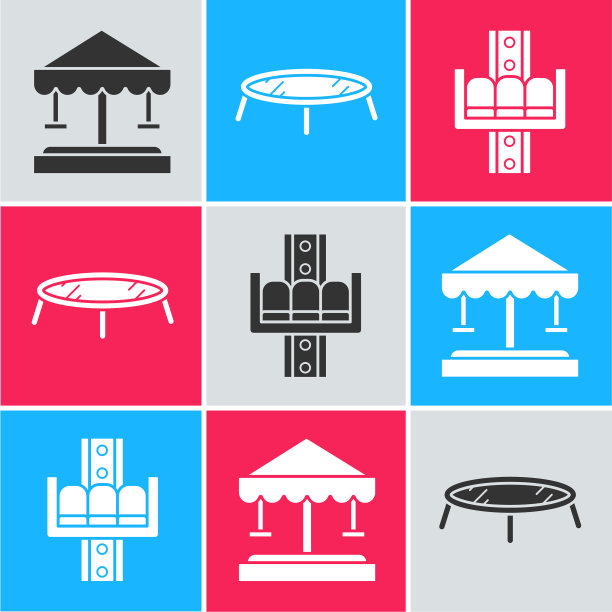 设置吸引旋转木马和蹦床图片下载